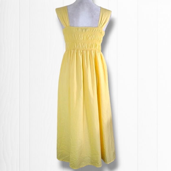 Nanette Women's Yellow Ruched Stretch Pleated Midi A-Line Dress Size 2 - Picture 7 of 10
